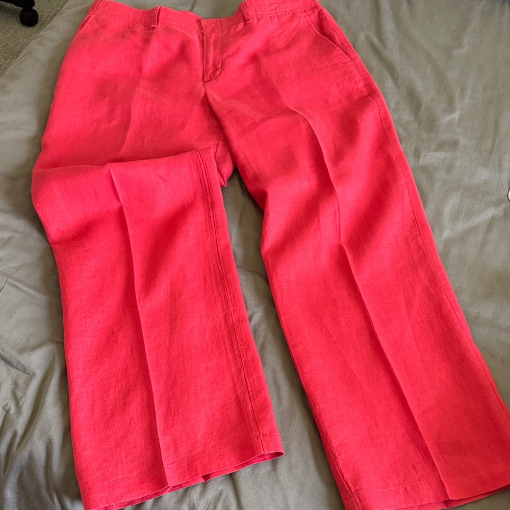 Banana Republic Women's Red Straight Leg  Linen Trousers
